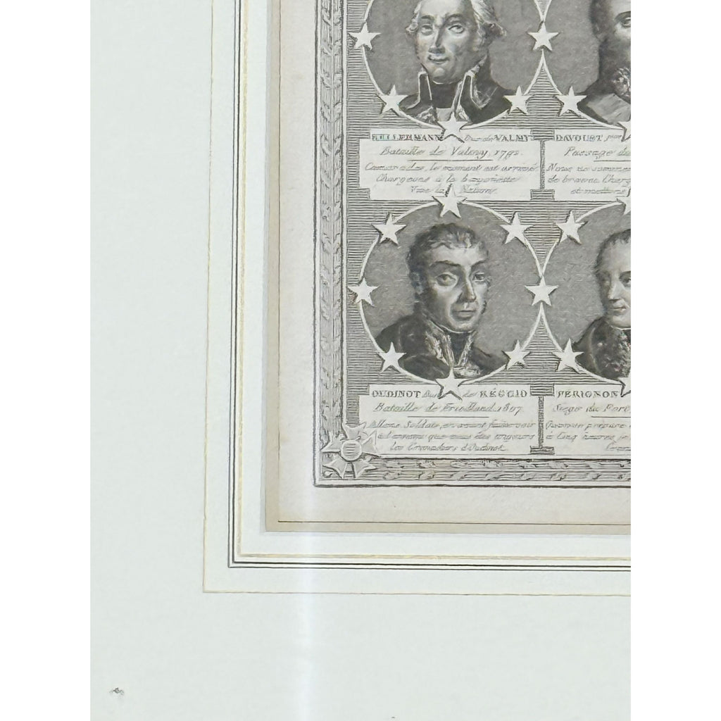 Portrait Engraving Framed Antique French Marshals 19th c Napoleonic Military Art Carle Vernet Campagnes des Français Historical Wall Decor
