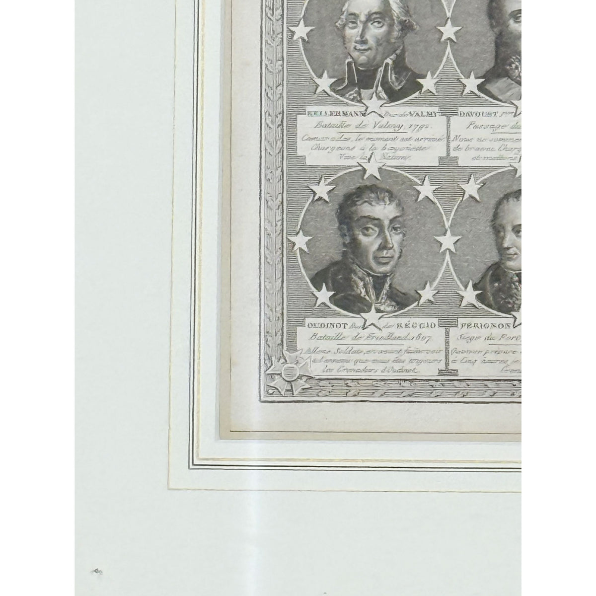 Portrait Engraving Framed Antique French Marshals 19th c Napoleonic Military Art Carle Vernet Campagnes des Français Historical Wall Decor