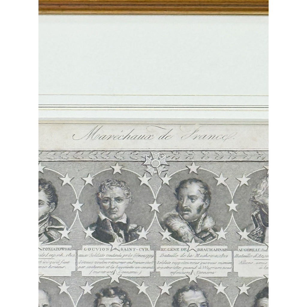 Portrait Engraving Framed Antique French Marshals 19th c Napoleonic Military Art Carle Vernet Campagnes des Français Historical Wall Decor