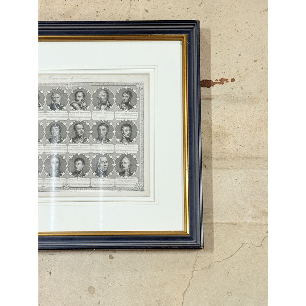 Portrait Engraving Framed Antique French Marshals 19th c Napoleonic Military Art Carle Vernet Campagnes des Français Historical Wall Decor