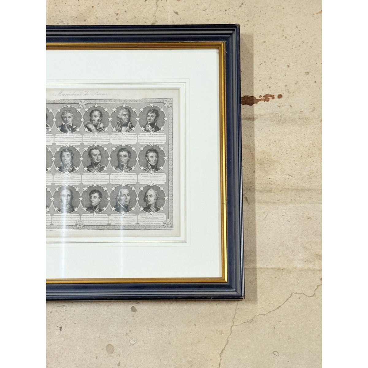 Portrait Engraving Framed Antique French Marshals 19th c Napoleonic Military Art Carle Vernet Campagnes des Français Historical Wall Decor
