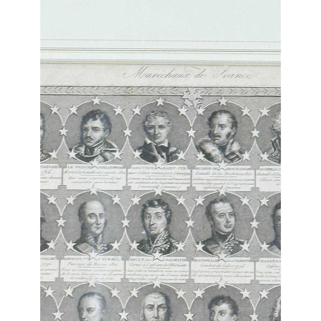 Portrait Engraving Framed Antique French Marshals 19th c Napoleonic Military Art Carle Vernet Campagnes des Français Historical Wall Decor