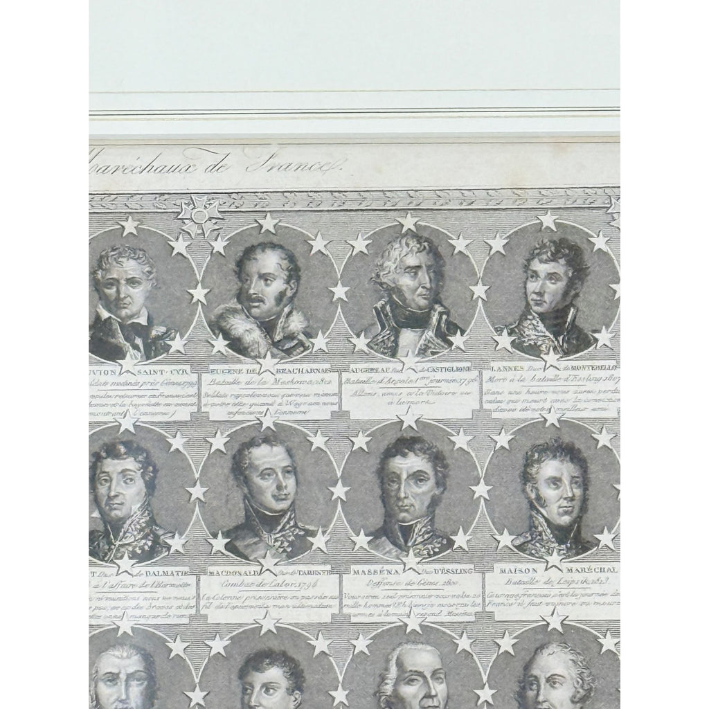 Portrait Engraving Framed Antique French Marshals 19th c Napoleonic Military Art Carle Vernet Campagnes des Français Historical Wall Decor