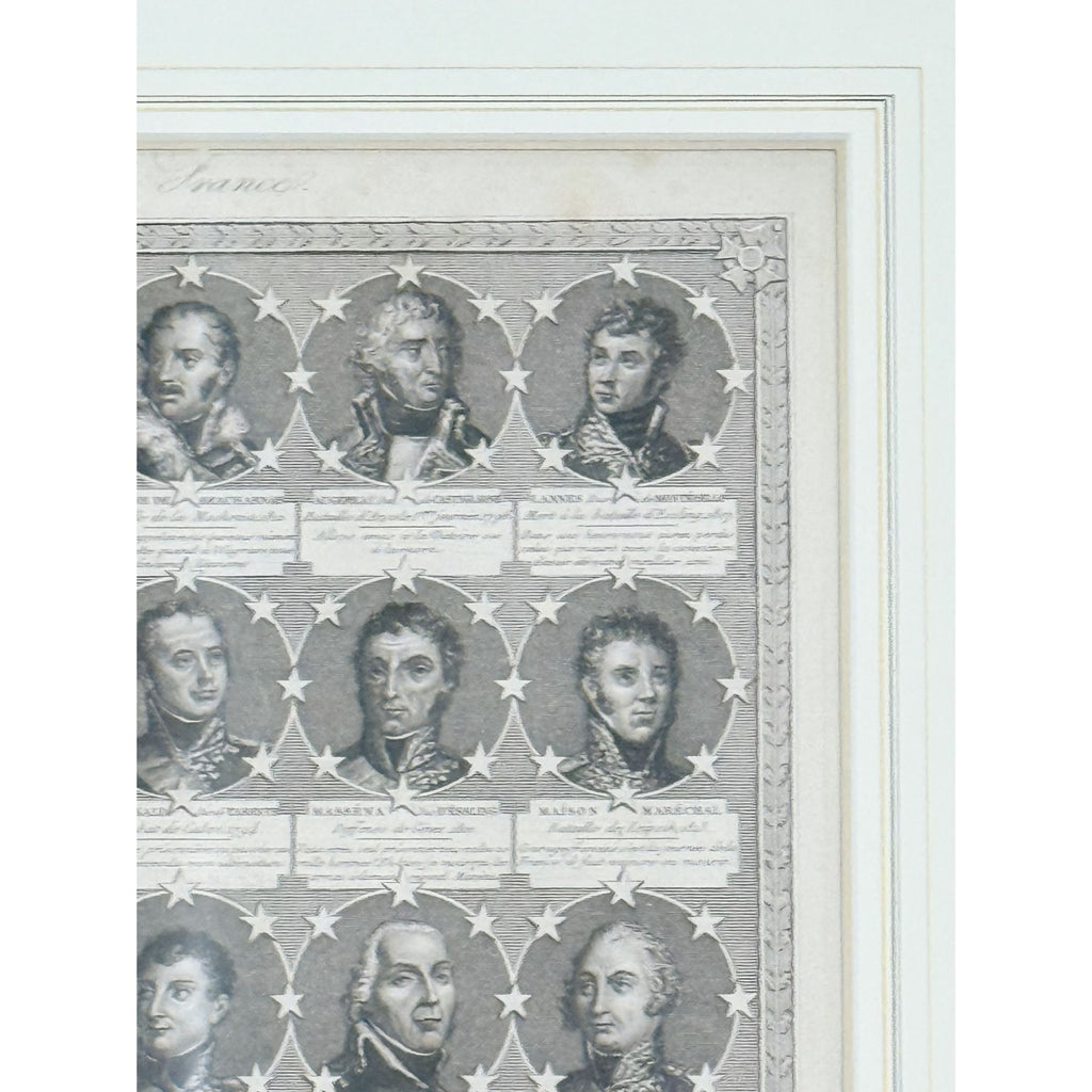 Portrait Engraving Framed Antique French Marshals 19th c Napoleonic Military Art Carle Vernet Campagnes des Français Historical Wall Decor