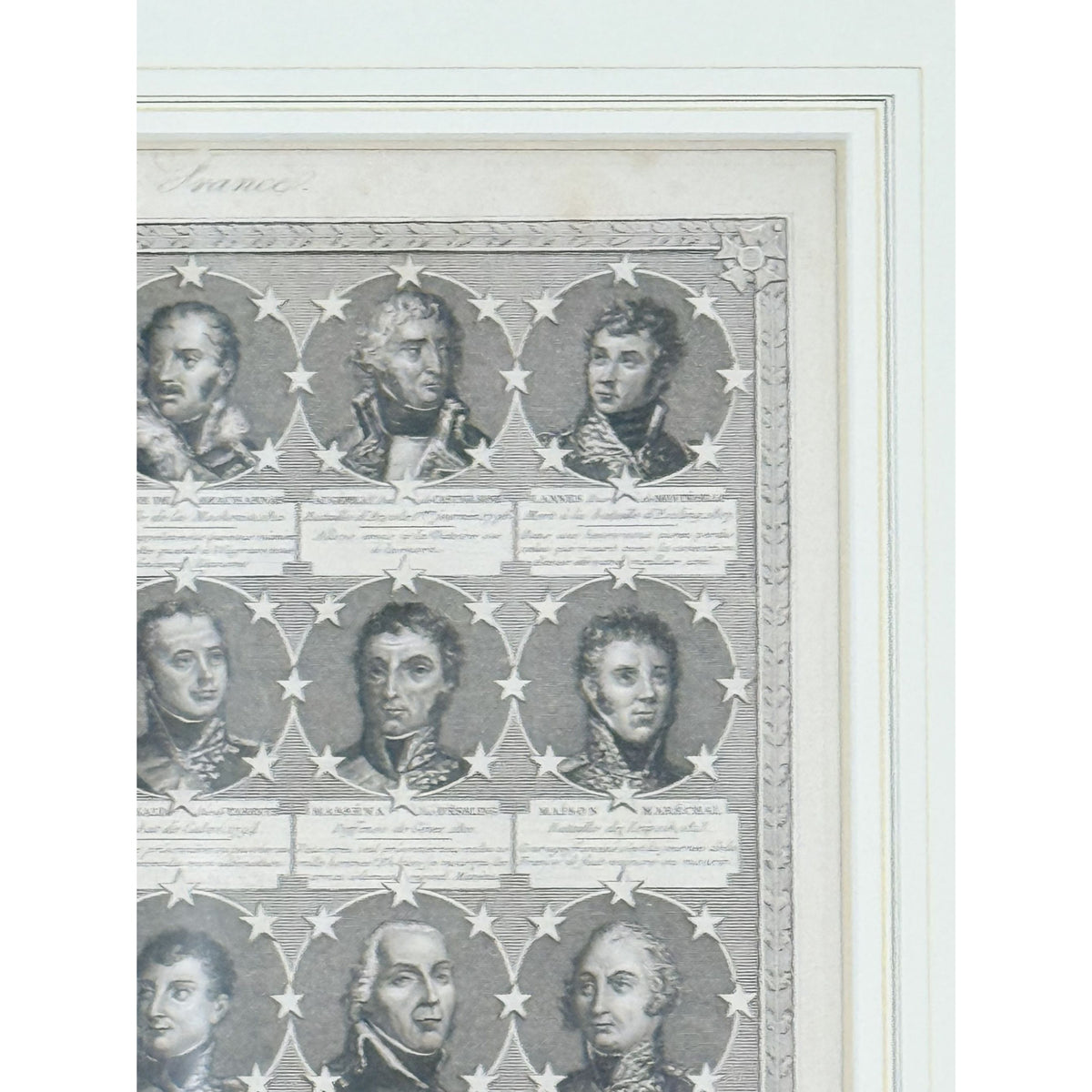 Portrait Engraving Framed Antique French Marshals 19th c Napoleonic Military Art Carle Vernet Campagnes des Français Historical Wall Decor