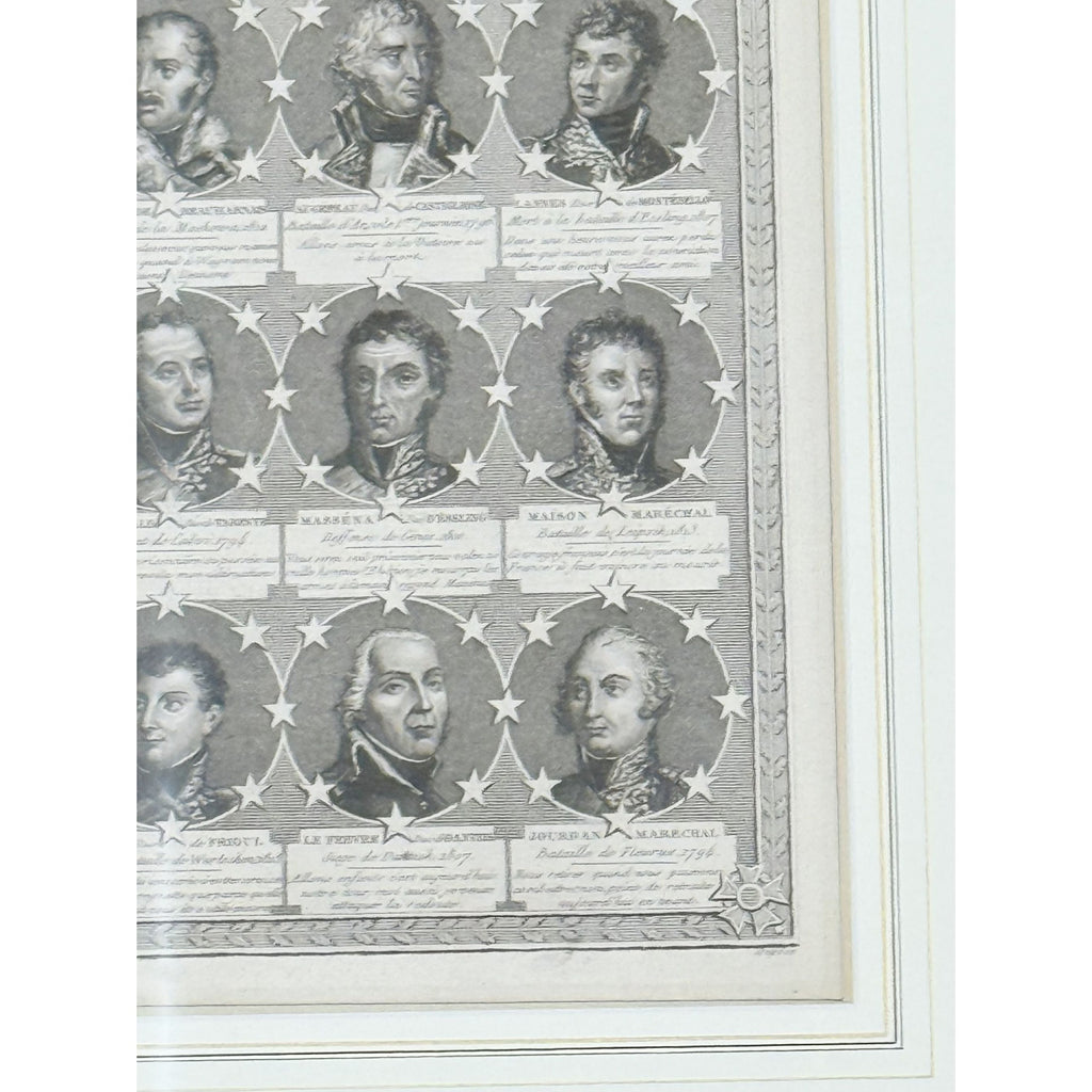 Portrait Engraving Framed Antique French Marshals 19th c Napoleonic Military Art Carle Vernet Campagnes des Français Historical Wall Decor