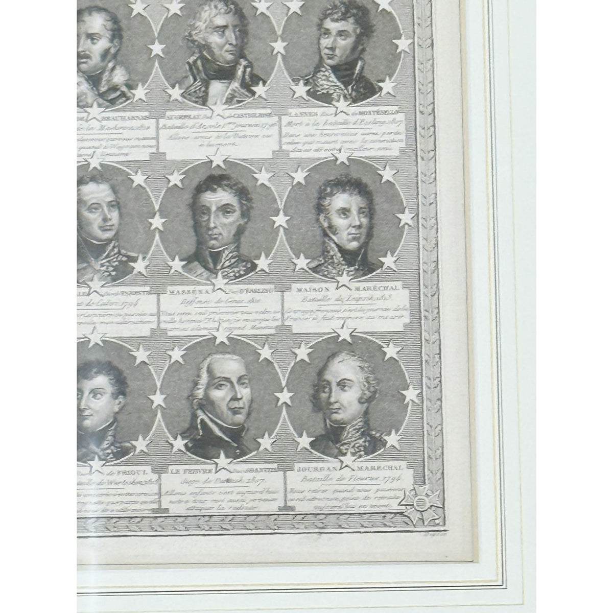 Portrait Engraving Framed Antique French Marshals 19th c Napoleonic Military Art Carle Vernet Campagnes des Français Historical Wall Decor