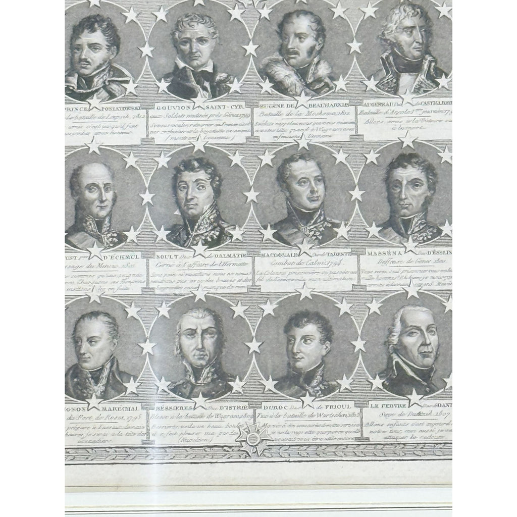 Portrait Engraving Framed Antique French Marshals 19th c Napoleonic Military Art Carle Vernet Campagnes des Français Historical Wall Decor