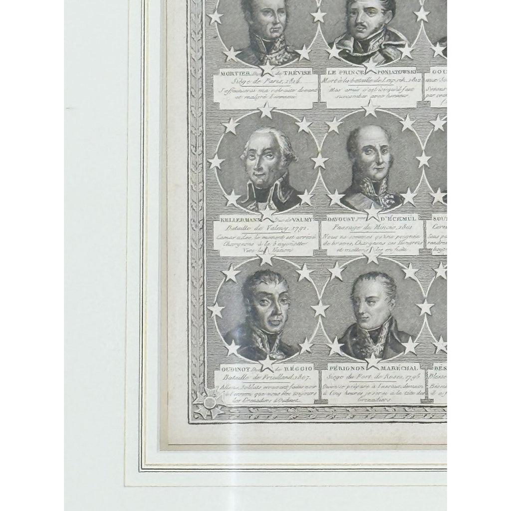 Portrait Engraving Framed Antique French Marshals 19th c Napoleonic Military Art Carle Vernet Campagnes des Français Historical Wall Decor