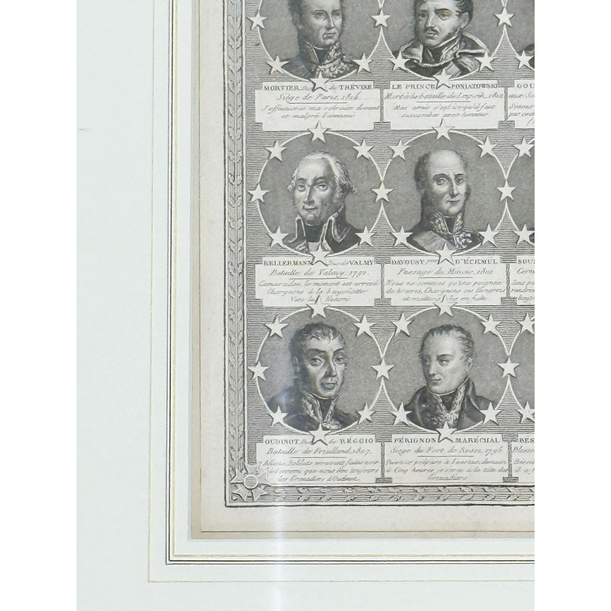 Portrait Engraving Framed Antique French Marshals 19th c Napoleonic Military Art Carle Vernet Campagnes des Français Historical Wall Decor
