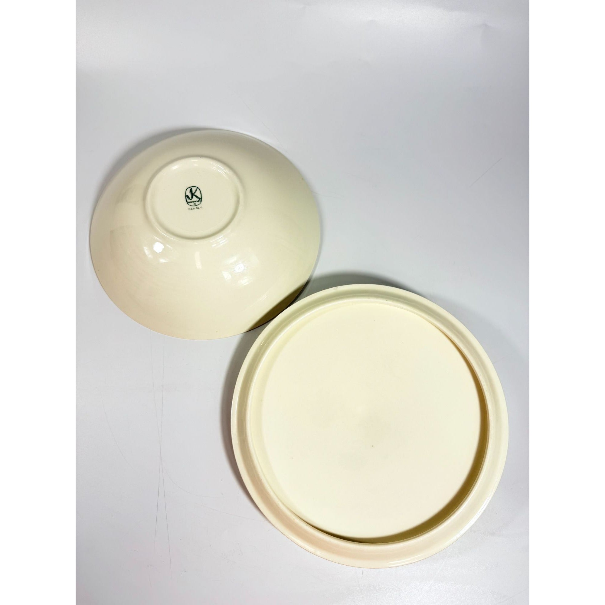 Casserole Dish Covered Cream Edwin Knowles Mid Century Atomic Retro USA Made 52-1 Replacement China Serveware Neutral Vegtable Side Dish