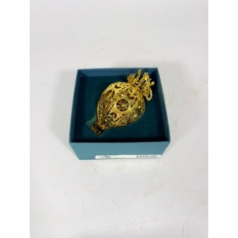 Christimas Ornament Baldwin 1996 3D 24kt Gold Over Brass Imperial Filigree Ball/Egg Original Box Collectible Holiday Accents