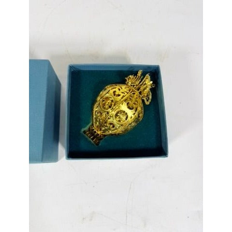 Christimas Ornament Baldwin 1996 3D 24kt Gold Over Brass Imperial Filigree Ball/Egg Original Box Collectible Holiday Accents