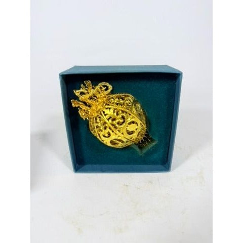 Christimas Ornament Baldwin 1996 3D 24kt Gold Over Brass Imperial Filigree Ball/Egg Original Box Collectible Holiday Accents