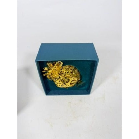 Christimas Ornament Baldwin 1996 3D 24kt Gold Over Brass Imperial Filigree Ball/Egg Original Box Collectible Holiday Accents