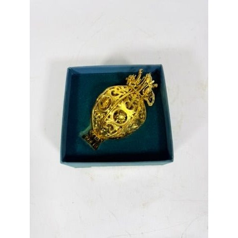 Christimas Ornament Baldwin 1996 3D 24kt Gold Over Brass Imperial Filigree Ball/Egg Original Box Collectible Holiday Accents