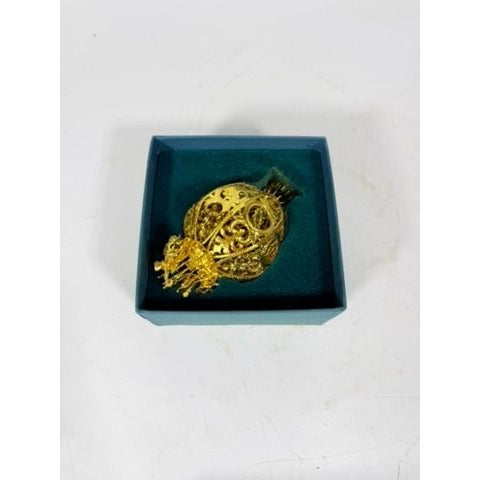 Christimas Ornament Baldwin 1996 3D 24kt Gold Over Brass Imperial Filigree Ball/Egg Original Box Collectible Holiday Accents