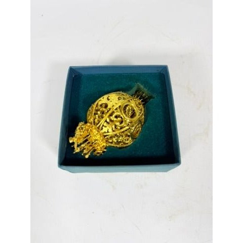 Christimas Ornament Baldwin 1996 3D 24kt Gold Over Brass Imperial Filigree Ball/Egg Original Box Collectible Holiday Accents