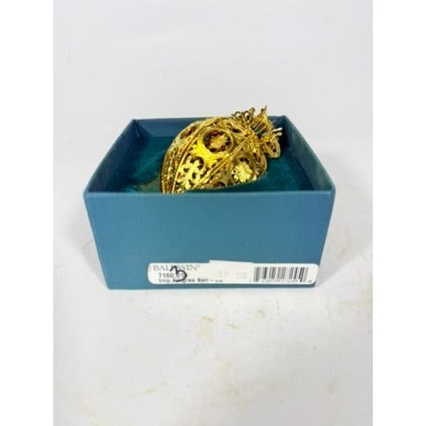 Christimas Ornament Baldwin 1996 3D 24kt Gold Over Brass Imperial Filigree Ball/Egg Original Box Collectible Holiday Accents