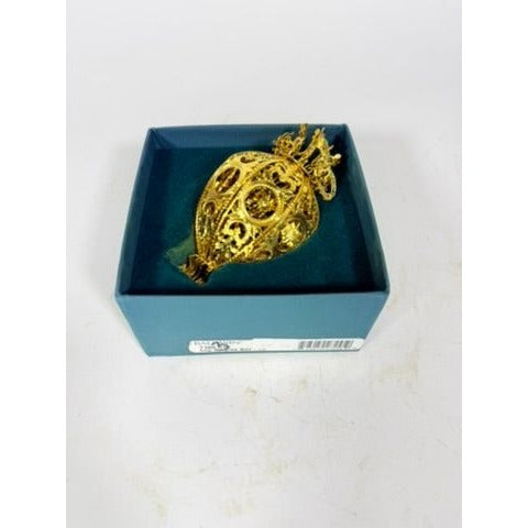 Christimas Ornament Baldwin 1996 3D 24kt Gold Over Brass Imperial Filigree Ball/Egg Original Box Collectible Holiday Accents