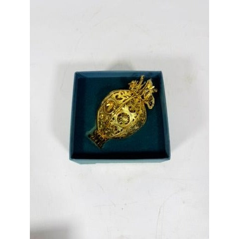 Christimas Ornament Baldwin 1996 3D 24kt Gold Over Brass Imperial Filigree Ball/Egg Original Box Collectible Holiday Accents