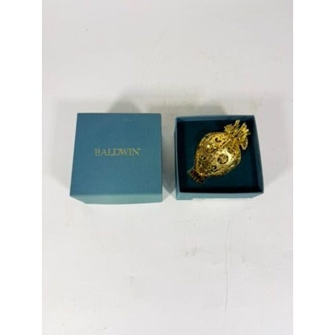 Christimas Ornament Baldwin 1996 3D 24kt Gold Over Brass Imperial Filigree Ball/Egg Original Box Collectible Holiday Accents