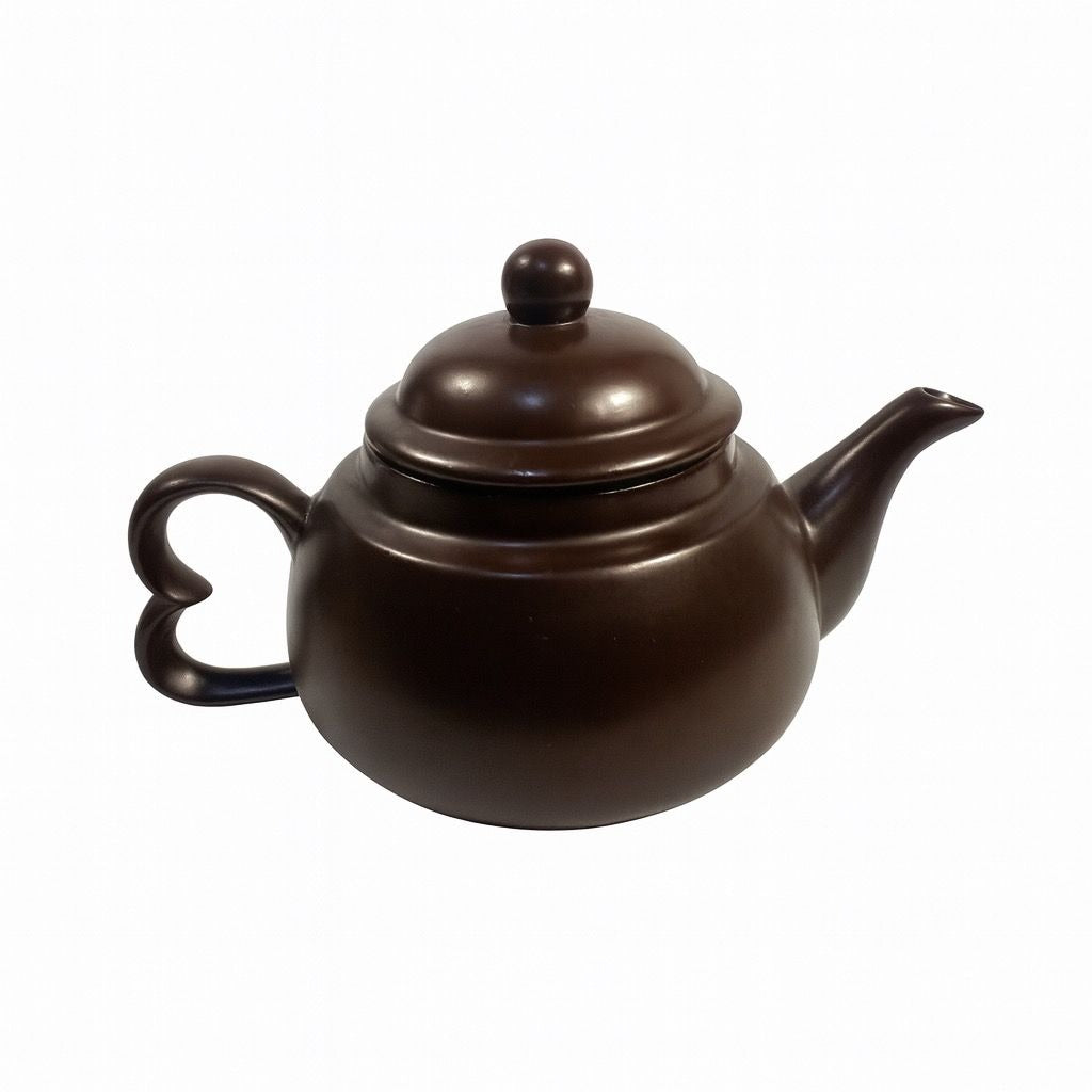 Stoneware Pottery Tea Pot Brown Clay Vintage Heart Handle Mini Kitchenware Replacement China Home Decor Decorative Accents