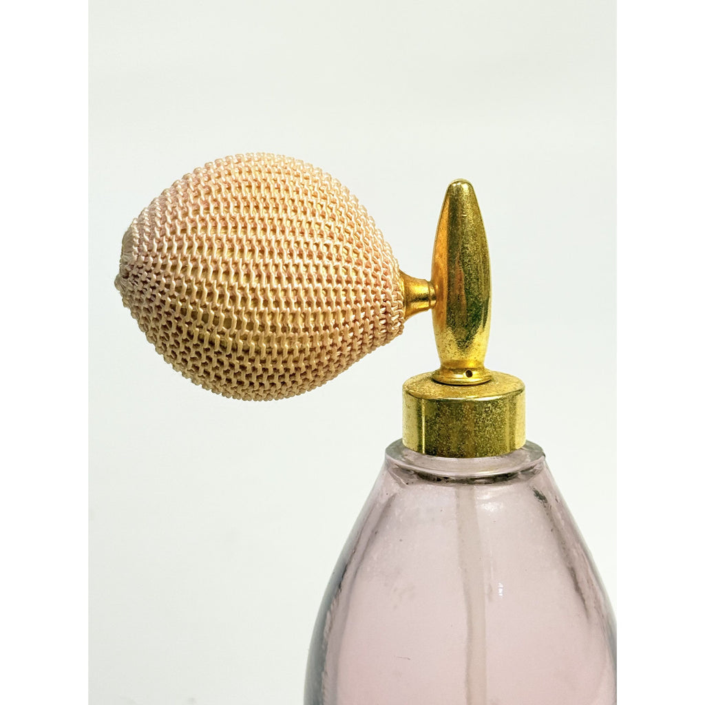 Glass Perfume Bottle with Atomizer Spray Pump Lavender Purple Vintage Boudior Vanity Collectible Glassware