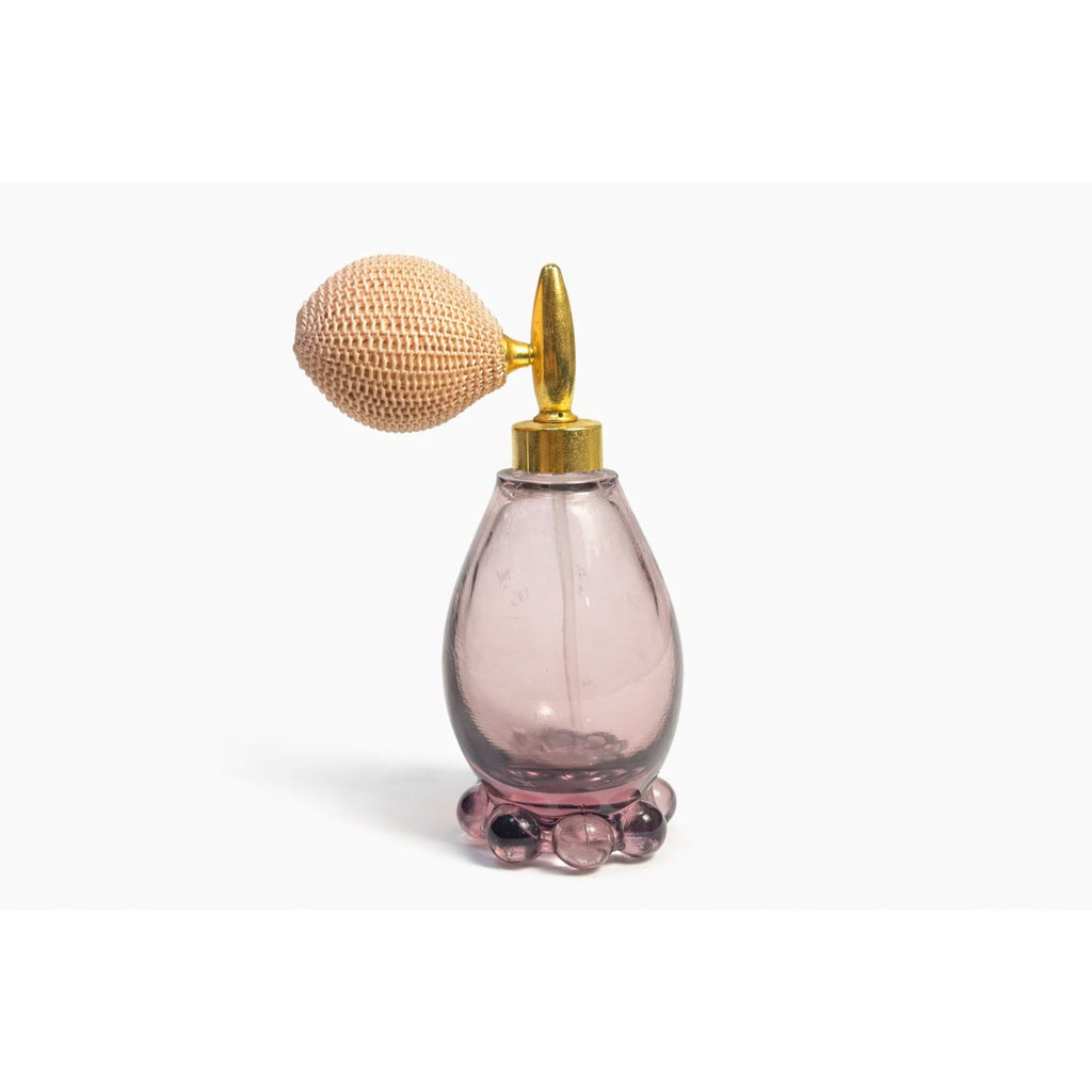 Glass Perfume Bottle with Atomizer Spray Pump Lavender Purple Vintage Boudior Vanity Collectible Glassware