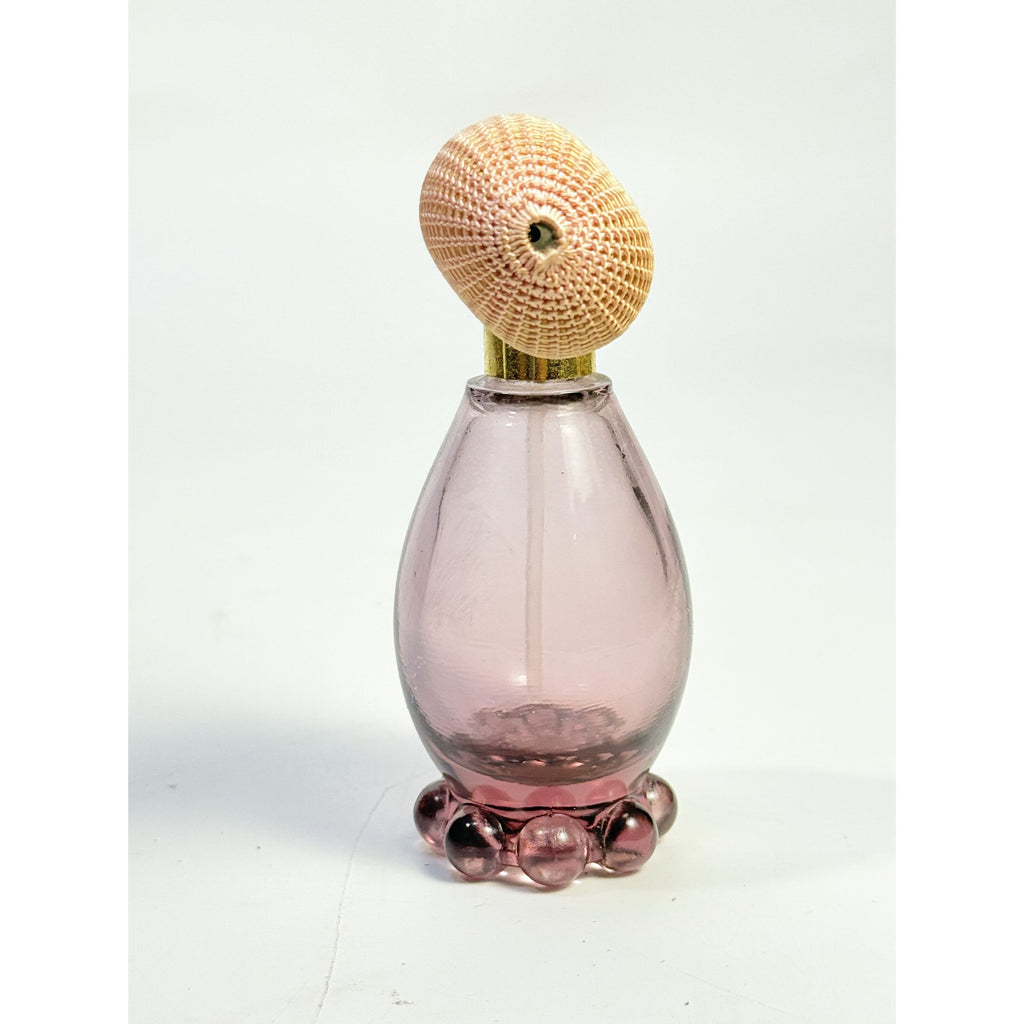Glass Perfume Bottle with Atomizer Spray Pump Lavender Purple Vintage Boudior Vanity Collectible Glassware