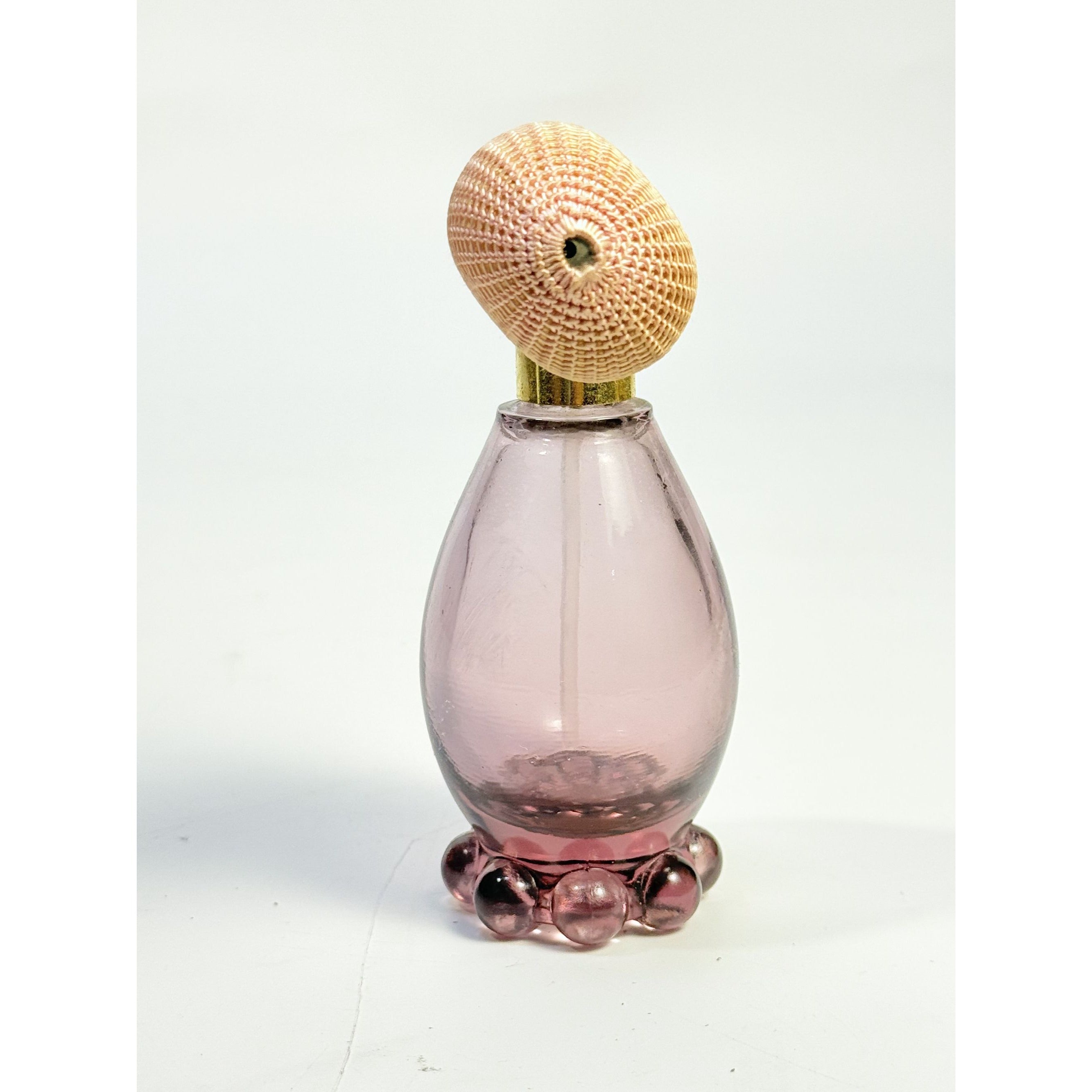 Glass Perfume Bottle with Atomizer Spray Pump Lavender Purple Vintage Boudior Vanity Collectible Glassware