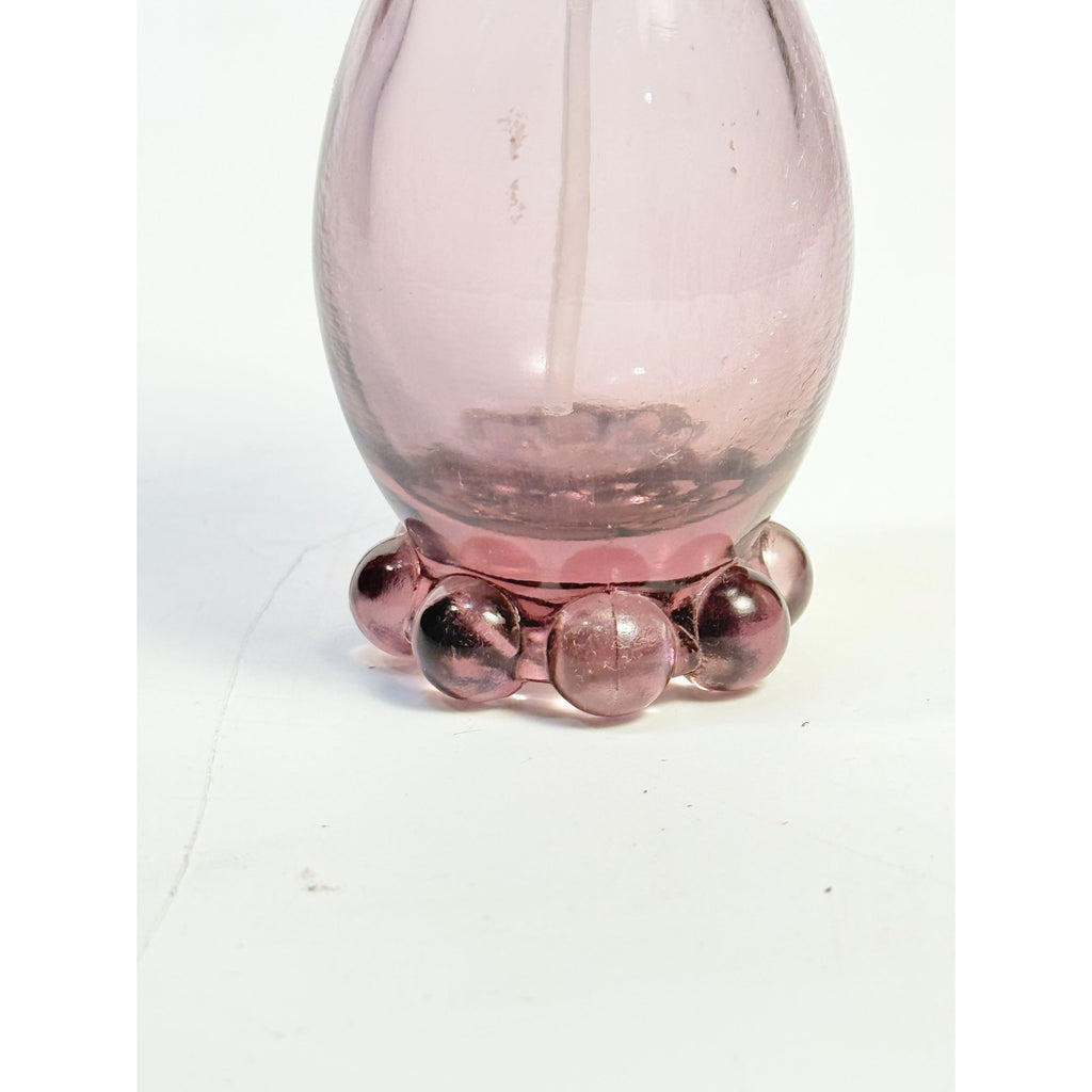 Glass Perfume Bottle with Atomizer Spray Pump Lavender Purple Vintage Boudior Vanity Collectible Glassware