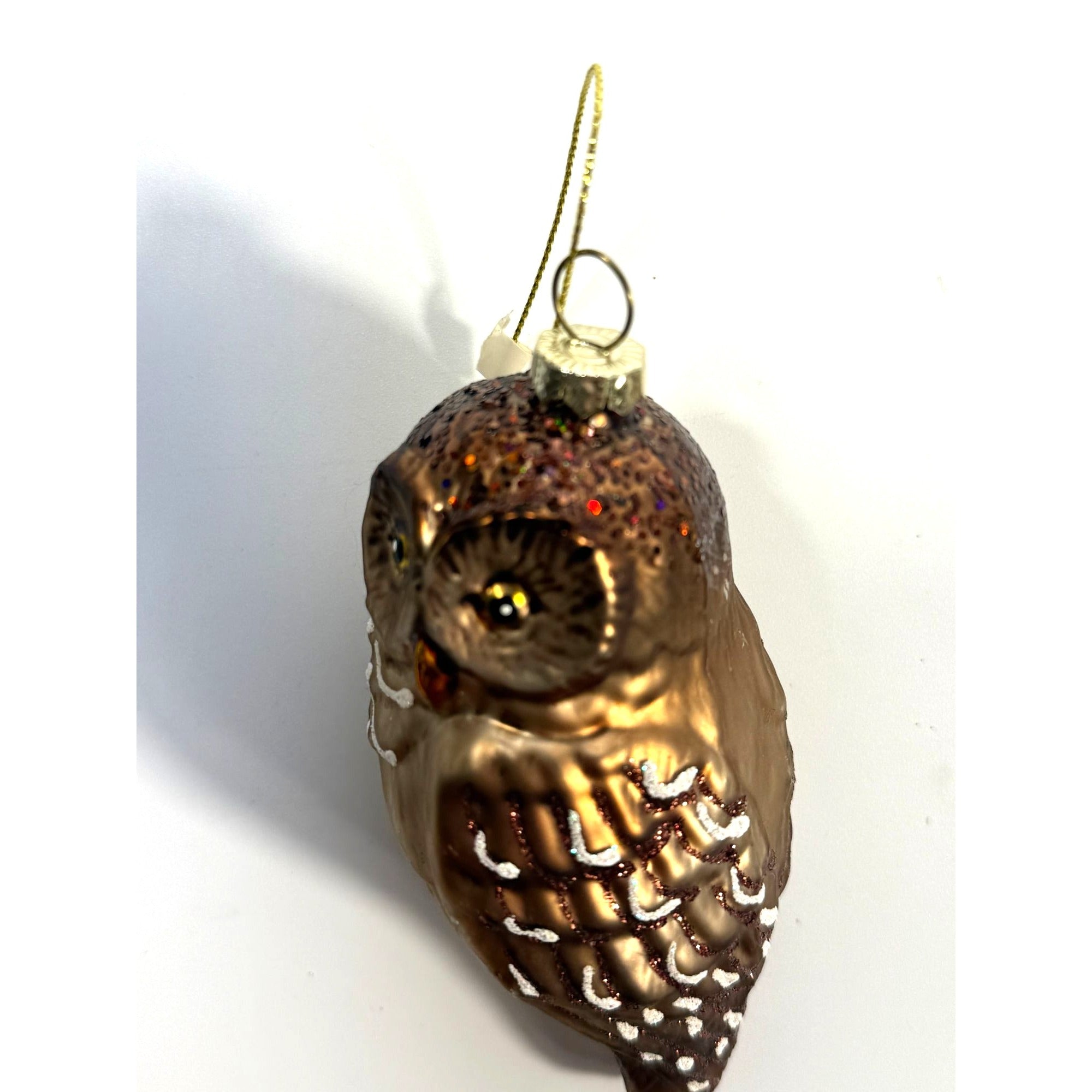 Owl Christmas Tree Ornaments Set 4 Hand Blown Glass Ornaments Woodland Creature Holiday Seasonal Decor Hand Painted Brown Vintage