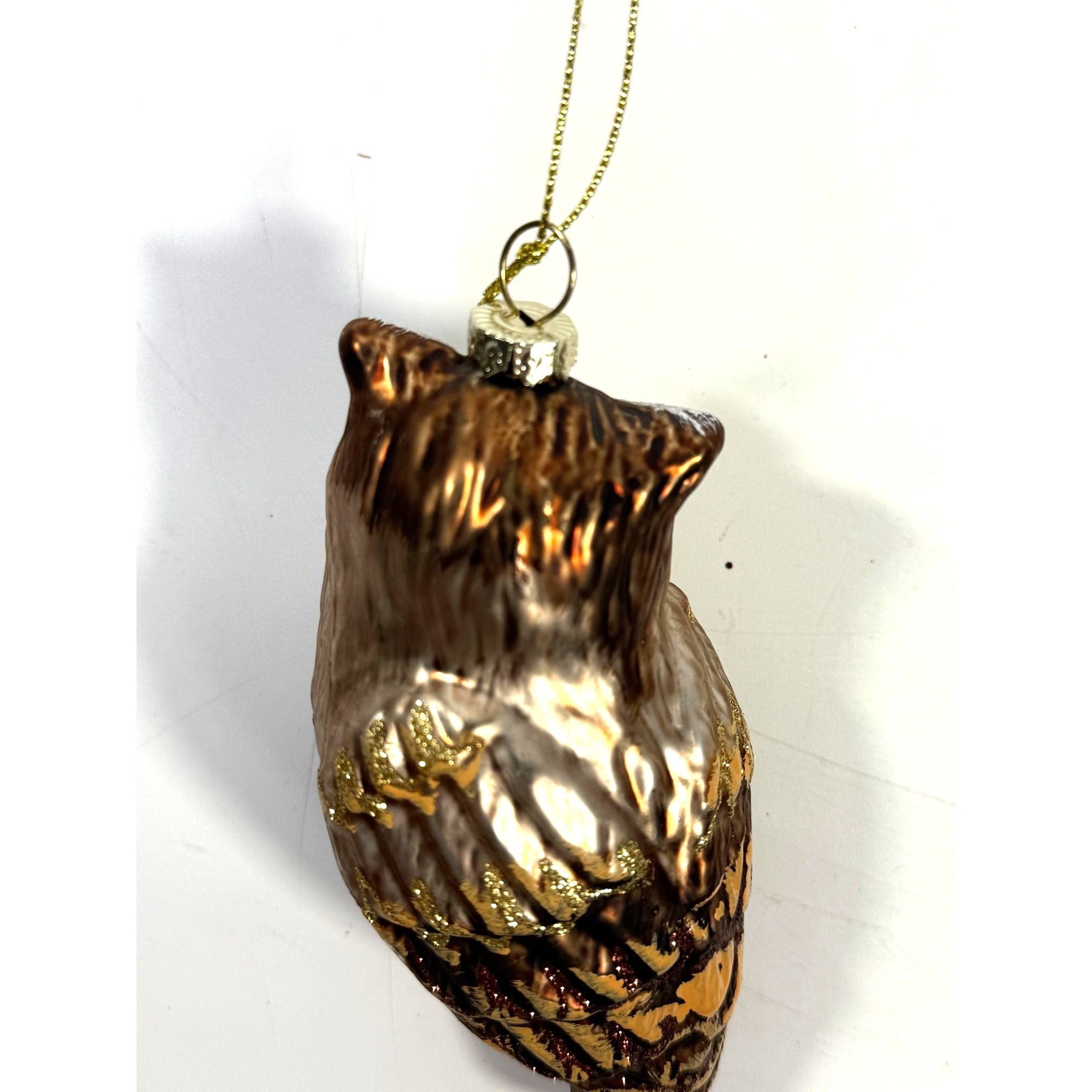 Owl Christmas Tree Ornaments Set 4 Hand Blown Glass Ornaments Woodland Creature Holiday Seasonal Decor Hand Painted Brown Vintage
