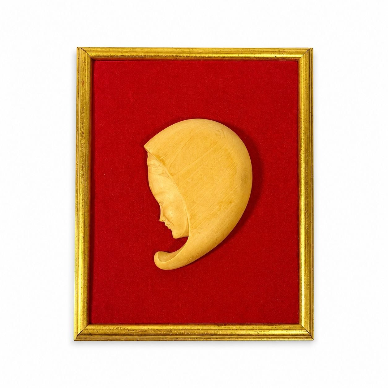 Hand Carved Madonna  Framed Decor Art  Adalbert Thibault woodCanada Gallery Wall Gold Frame Velvet Back Home Decor Decorative Accent
