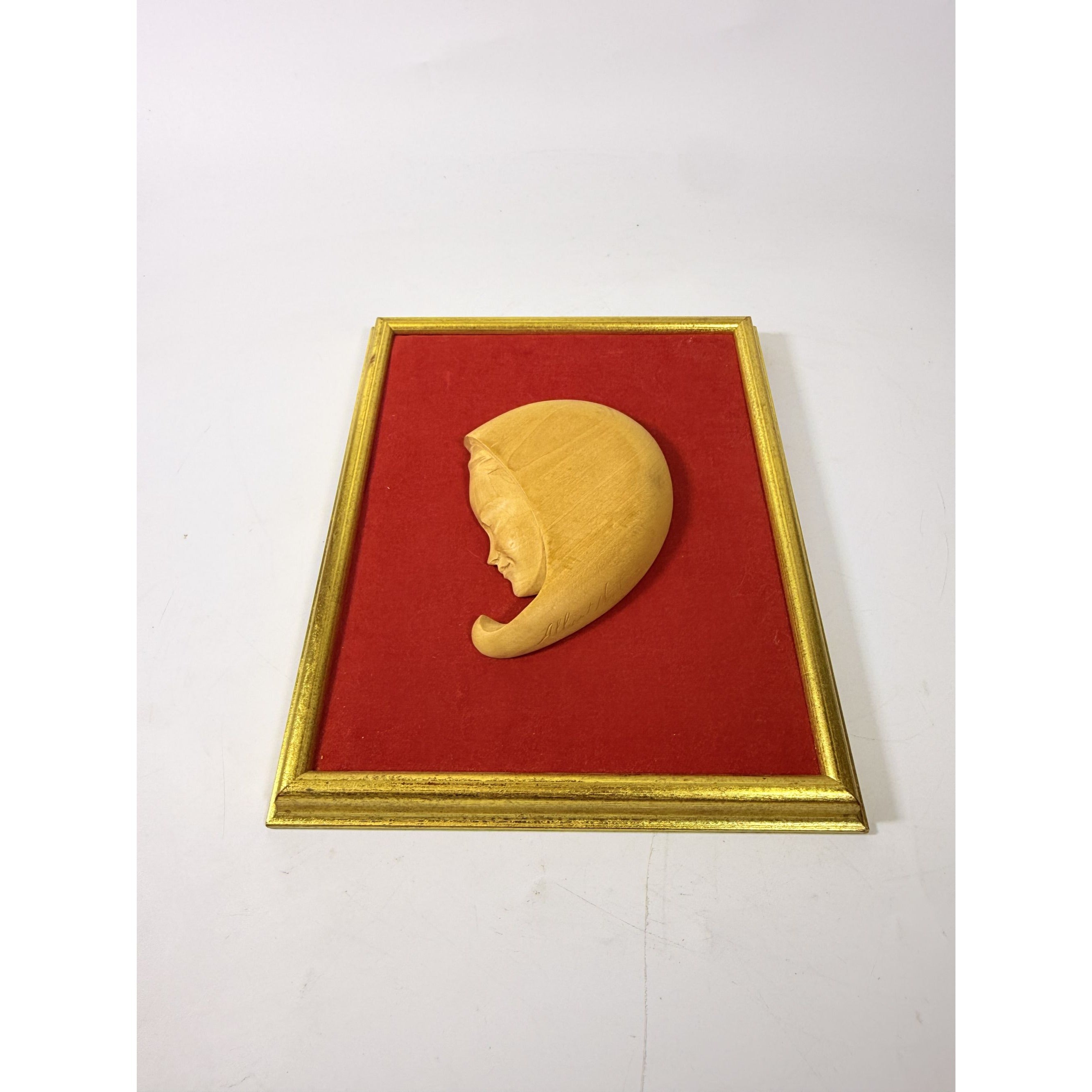 Hand Carved Madonna  Framed Decor Art  Adalbert Thibault woodCanada Gallery Wall Gold Frame Velvet Back Home Decor Decorative Accent