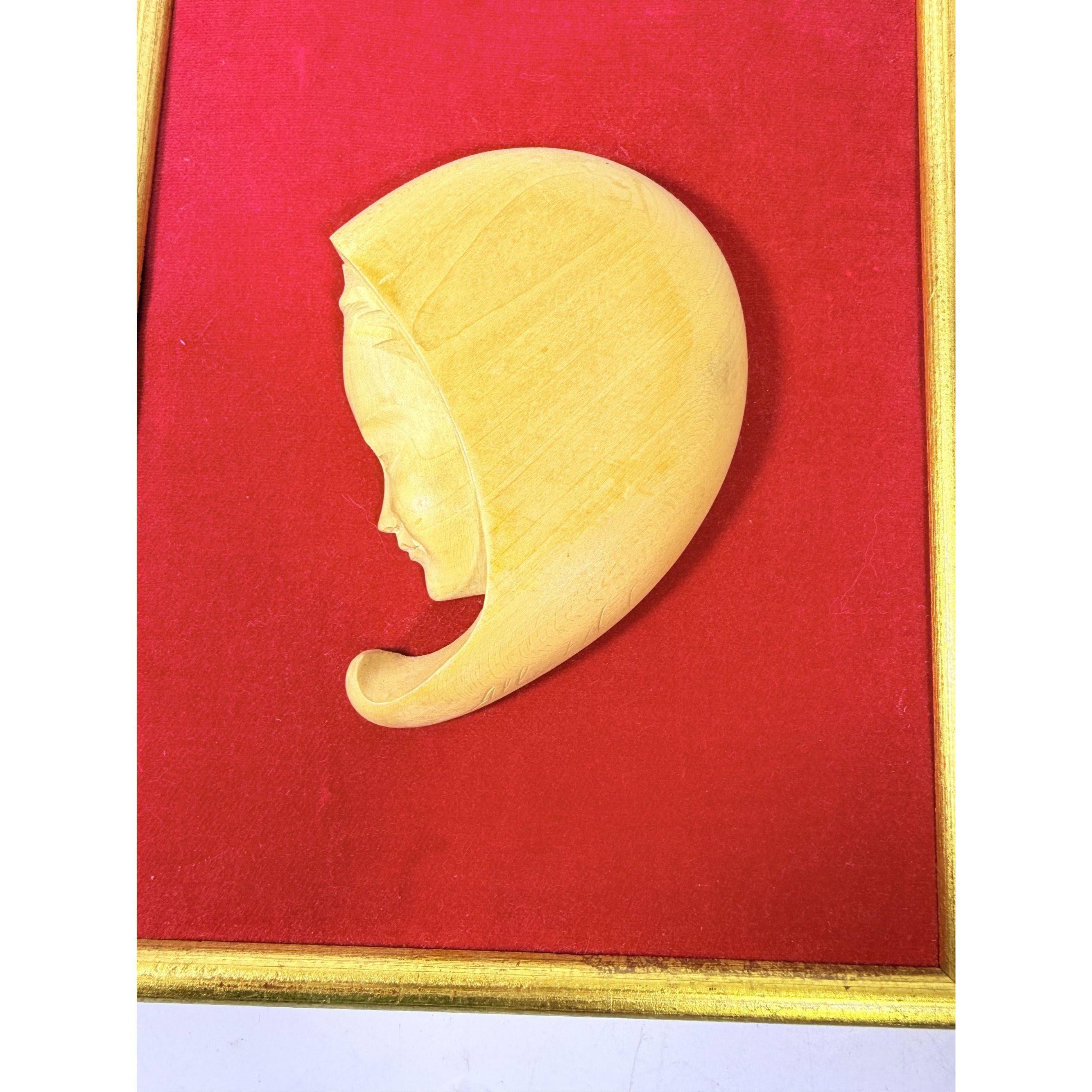 Hand Carved Madonna  Framed Decor Art  Adalbert Thibault woodCanada Gallery Wall Gold Frame Velvet Back Home Decor Decorative Accent