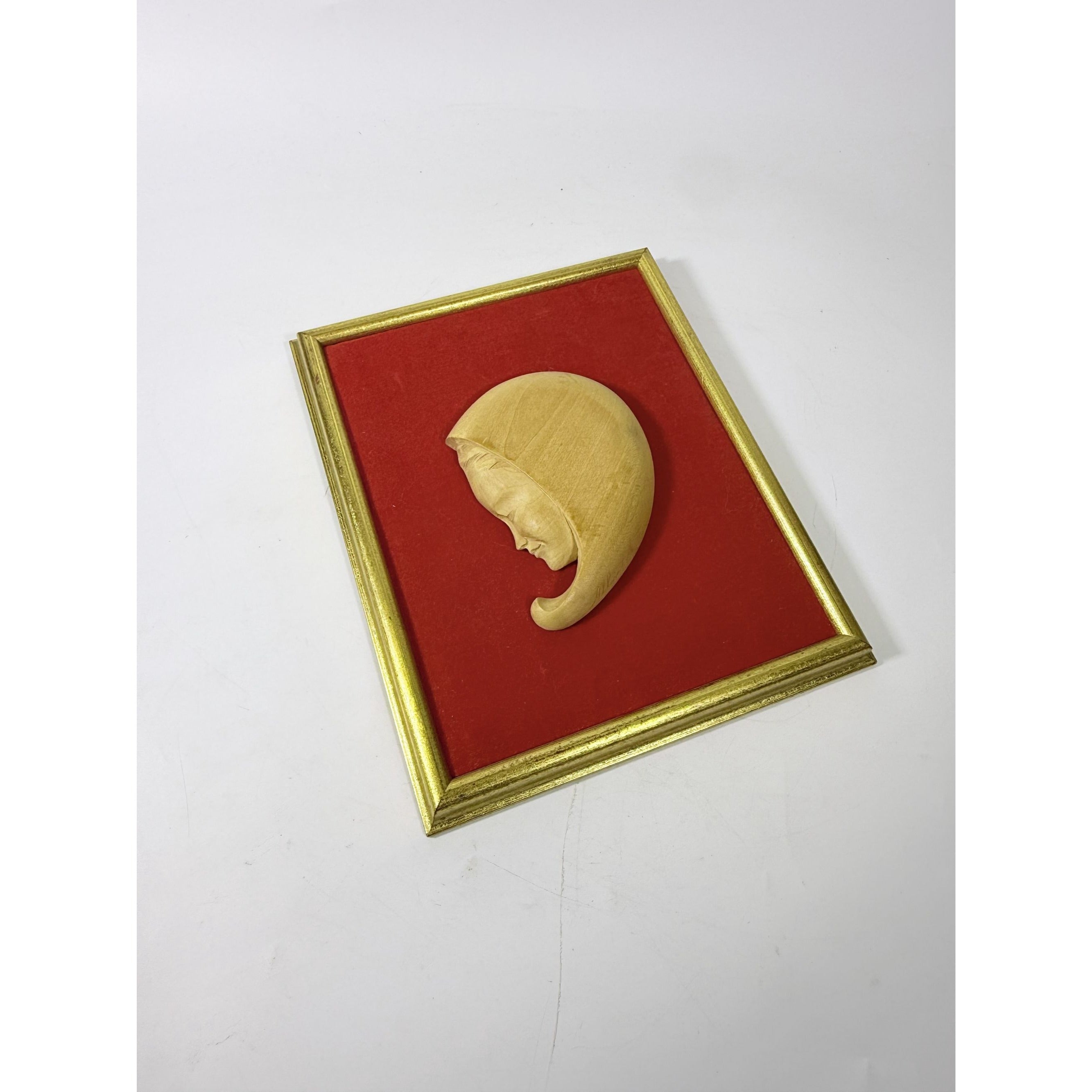 Hand Carved Madonna  Framed Decor Art  Adalbert Thibault woodCanada Gallery Wall Gold Frame Velvet Back Home Decor Decorative Accent