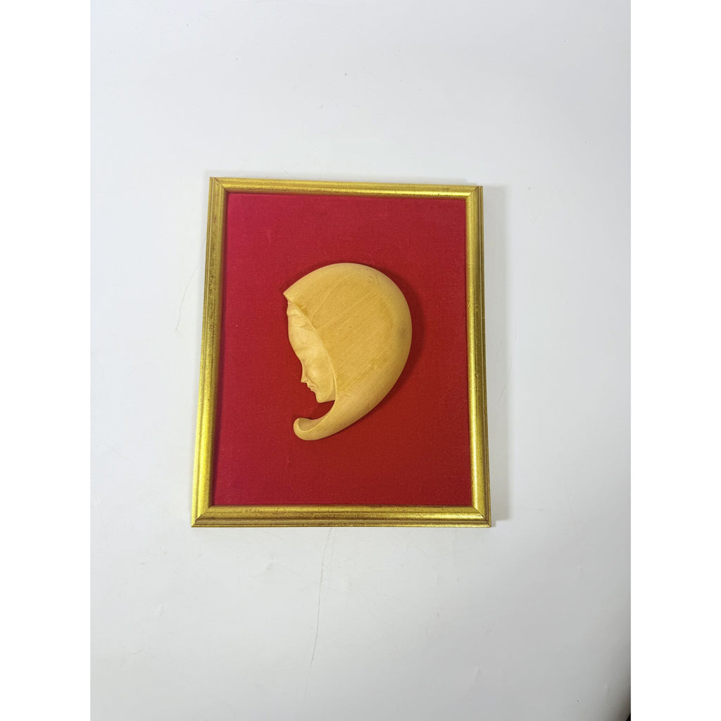 Hand Carved Madonna  Framed Decor Art  Adalbert Thibault woodCanada Gallery Wall Gold Frame Velvet Back Home Decor Decorative Accent