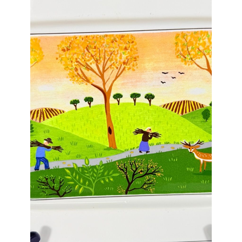 Villeroy & Boch Design Naif Porcelain 15-1/4" Oval Serving Platter Replacement China "Gathering Twigs" scene by artist Gérard Laplau Vintage