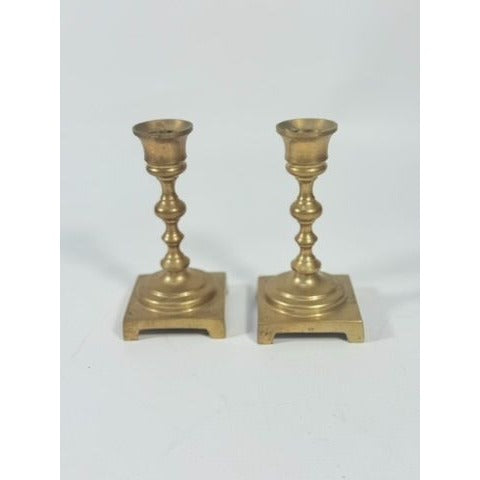 Solid Brass Candlesticks Pair set 2 Vintage Metal Traditional Table Home Decor Centerpiece Wedding Candle Holder English Decorative Accents
