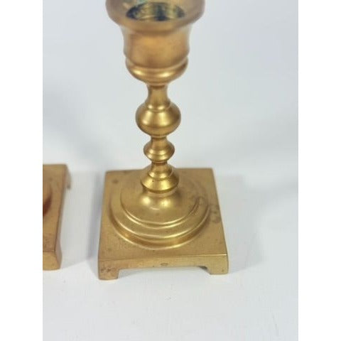 Solid Brass Candlesticks Pair set 2 Vintage Metal Traditional Table Home Decor Centerpiece Wedding Candle Holder English Decorative Accents