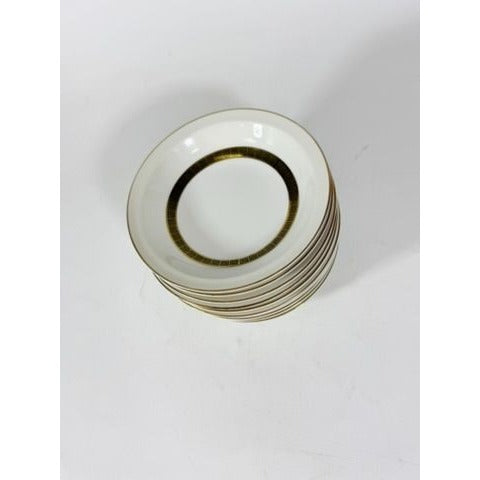 Rim Berry Bowl Set 11 Key Largo by Meito Black Greek Key On Gold Band Royal M Japan Replacement China Vintage Elegant Traditional Classic