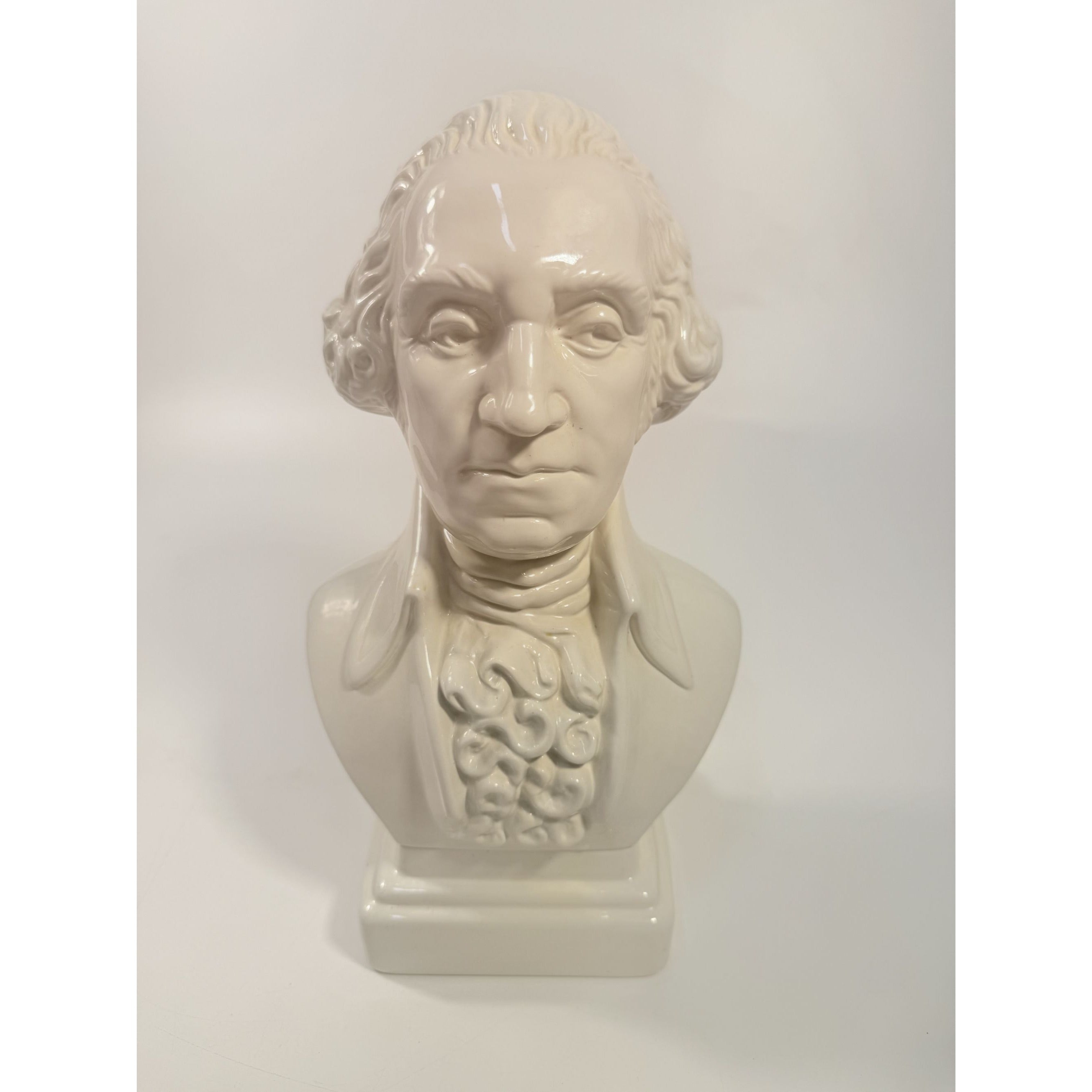 George Washington Bust Statue Ceramic Mold White Glazed Presidential 250th Commemorative United States President Americana Home Office Decor