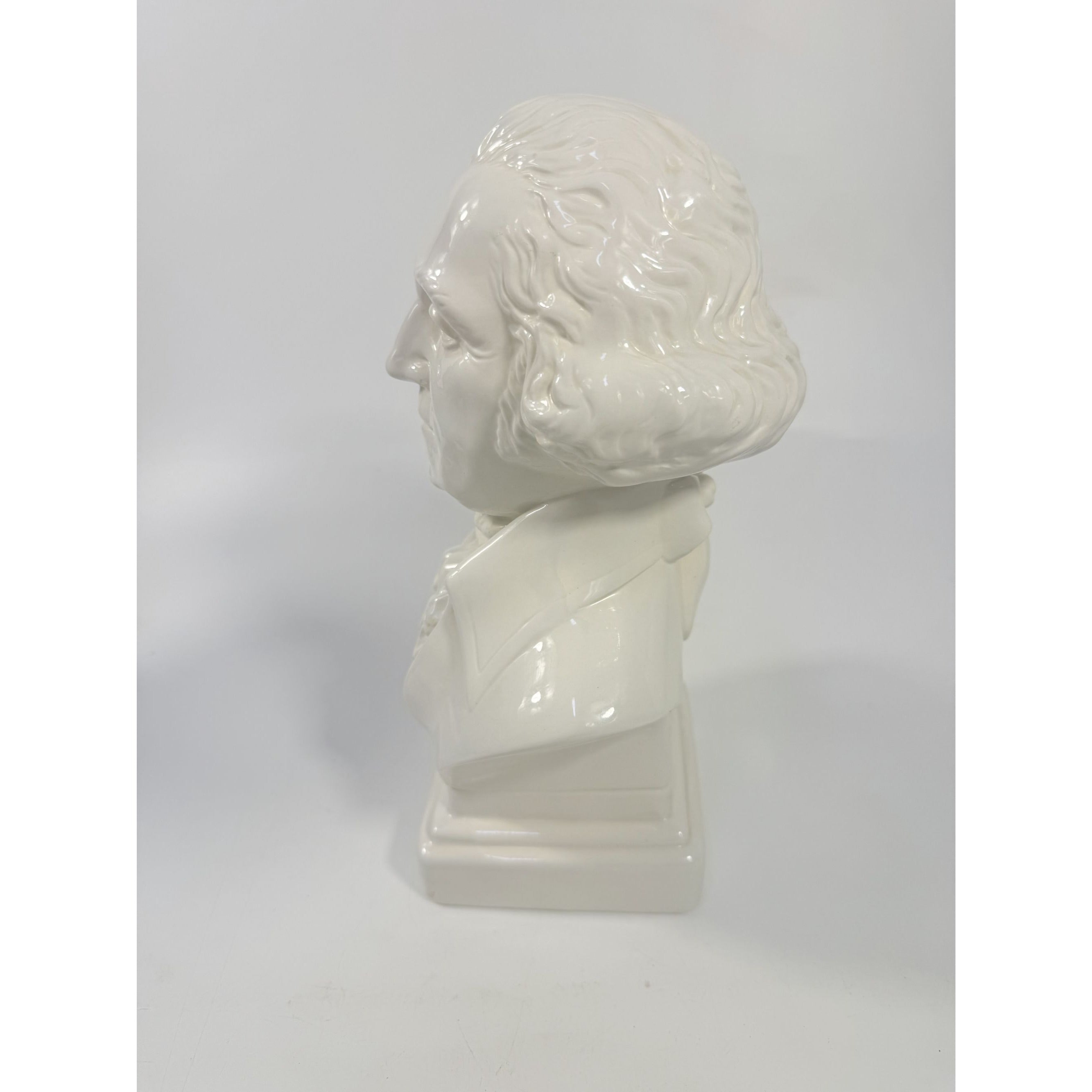 George Washington Bust Statue Ceramic Mold White Glazed Presidential 250th Commemorative United States President Americana Home Office Decor