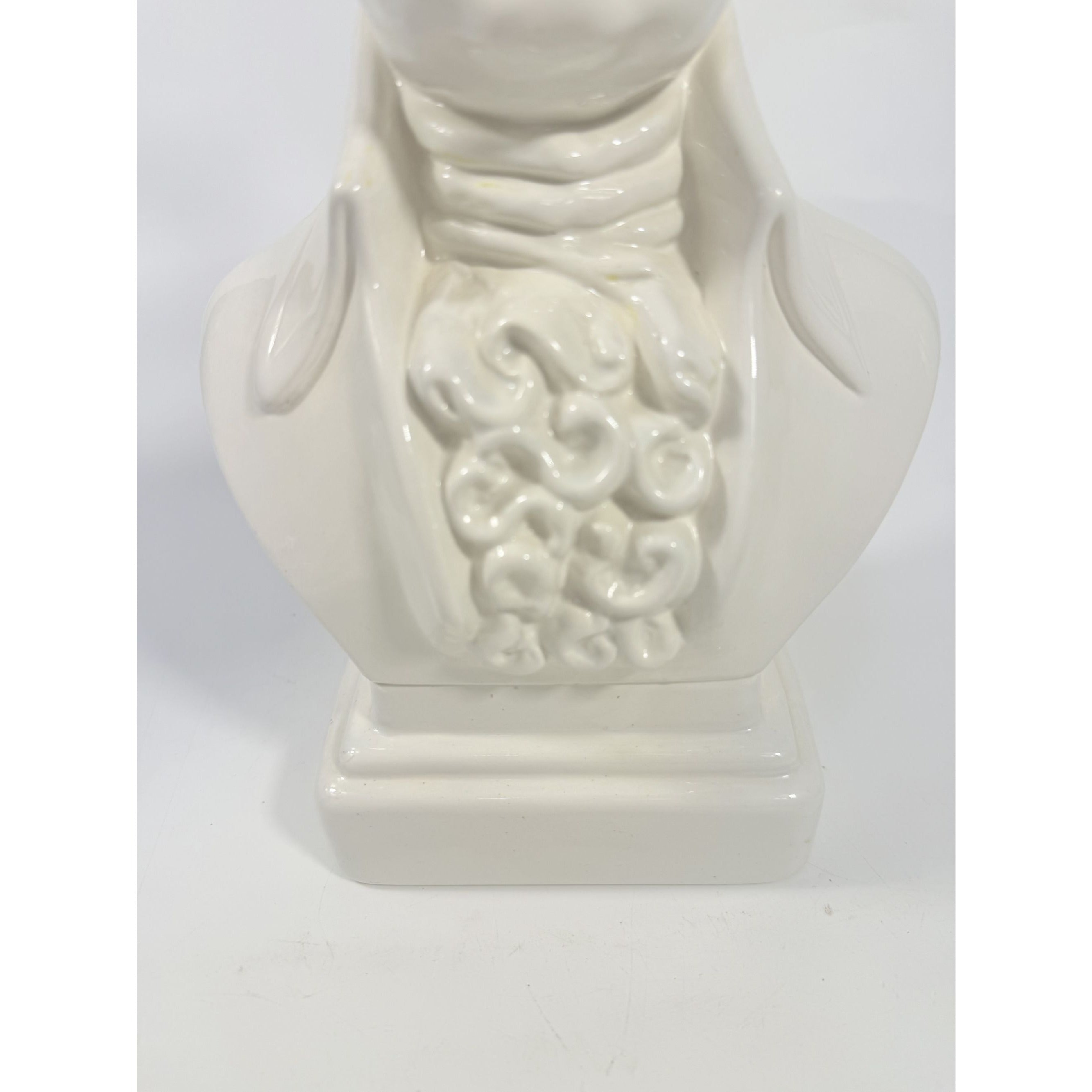 George Washington Bust Statue Ceramic Mold White Glazed Presidential 250th Commemorative United States President Americana Home Office Decor