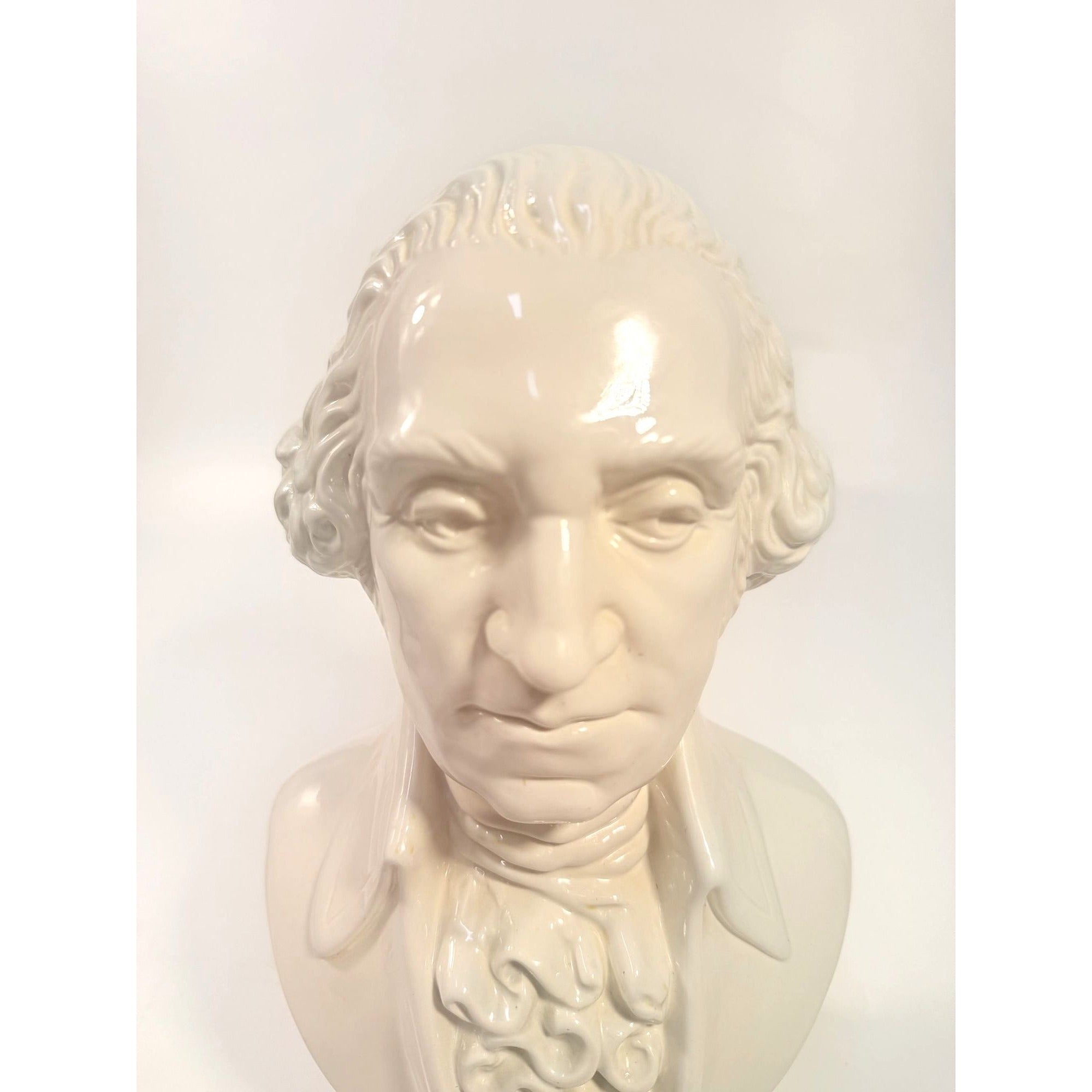 George Washington Bust Statue Ceramic Mold White Glazed Presidential 250th Commemorative United States President Americana Home Office Decor