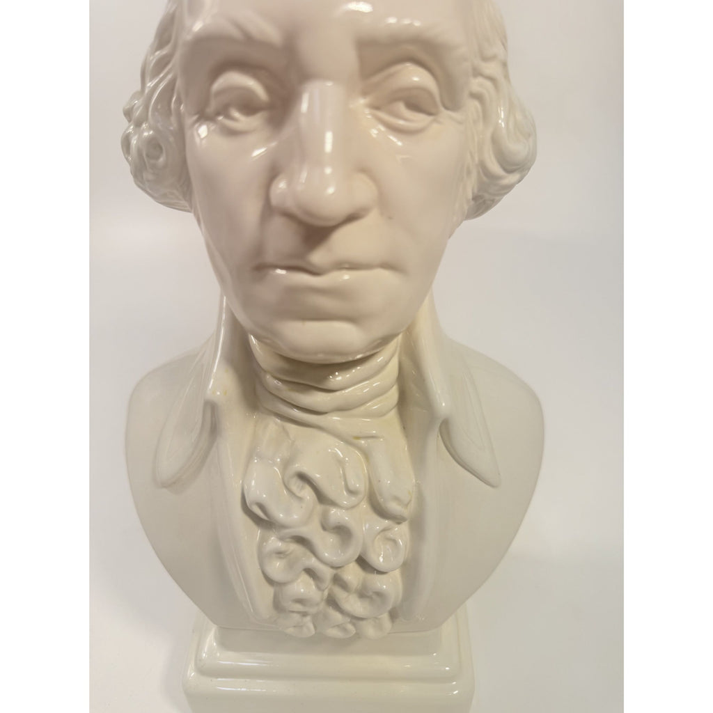 George Washington Bust Statue Ceramic Mold White Glazed Presidential 250th Commemorative United States President Americana Home Office Decor