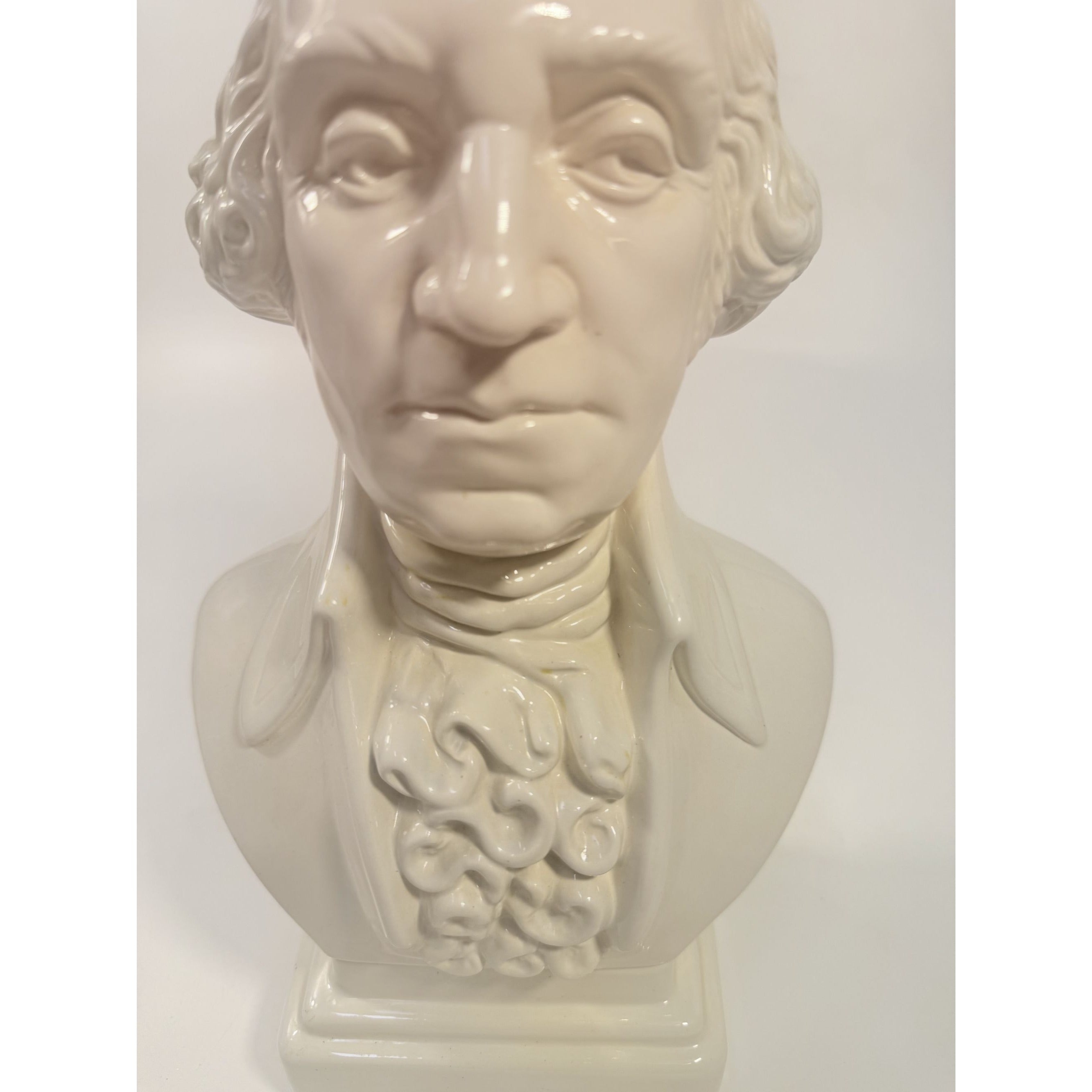 George Washington Bust Statue Ceramic Mold White Glazed Presidential 250th Commemorative United States President Americana Home Office Decor