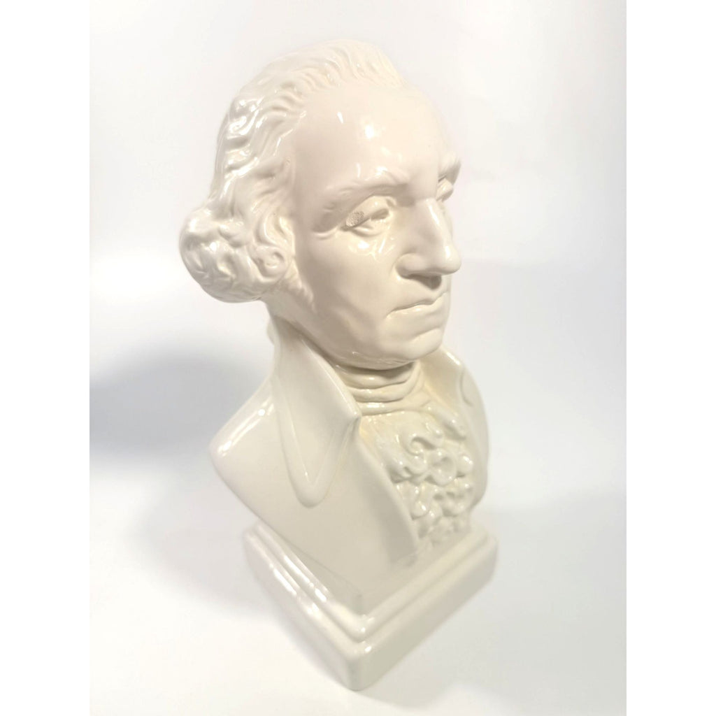 George Washington Bust Statue Ceramic Mold White Glazed Presidential 250th Commemorative United States President Americana Home Office Decor